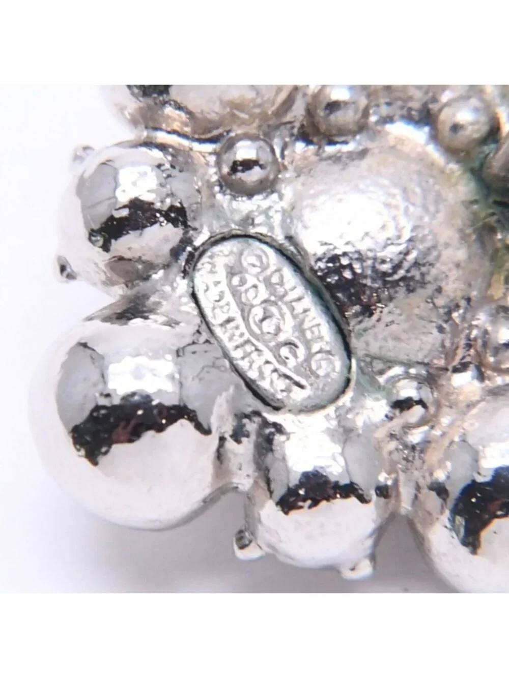 Chanel Earrings Round Big Stone 09 Silver Color Rhinestone